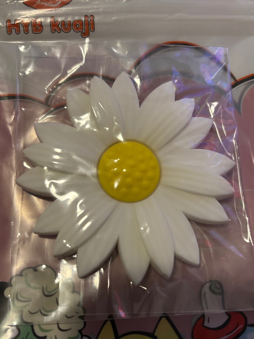 White Daisy Bogg bag charm with Yellow Center jumbo